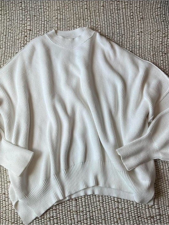 Free People Sweaters - Free People Cream Ribbed Crewneck Sweater